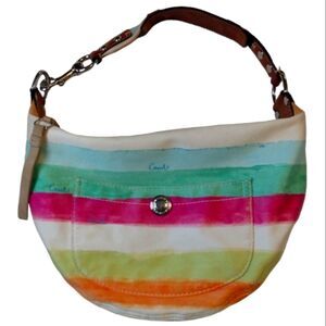 Coach Hampton Watercolor Stripe Small Hobo Bag‎ USED